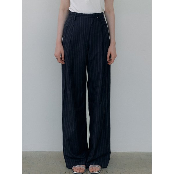 side pintuck stripe slacks (deep navy) orc 6004