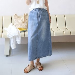 도아 S-2XL 여름 데일리 여성 청치마 뒷트임 a라인 시원한 데님 롱 스커트