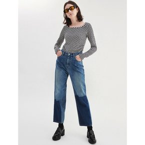 COLOR CONTRAST DENIM PANTS