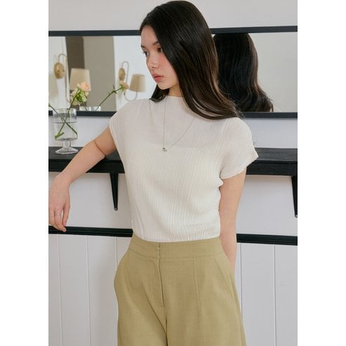 잇미샤 플리츠 모크넥 티셔츠 ITP5WTS240
