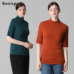 [보니스팍스(Bonispax)] 하프소매 하이넥 티셔츠 (택가격 39000원)