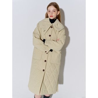 오프닝선샤인 Big Collar Quilted Long Coat Beige