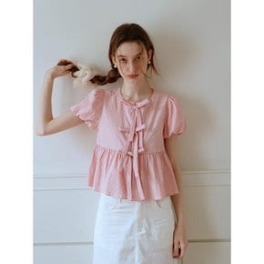 Cest_Baby pink bow puff sleeve blouse