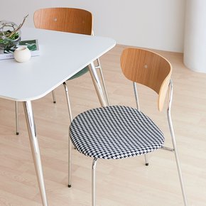 식탁의자 앨빈 체어, 실버 스틸 원목 카페 디자인 인테리어 의자