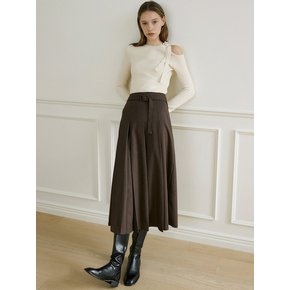 comos 1037 belt pleats skirt (brown)