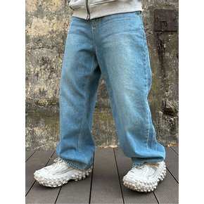 WIDE BALLOON CAT-WASHED DENIM PANTS