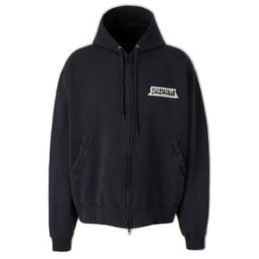 26 FW 발렌시아가 마스킹 테이프 오버사이즈 지퍼 후드티 블랙 850338TTVL7