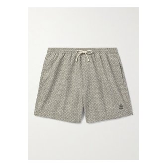 부르넬로쿠치넬리 브루넬로쿠치넬리 스트레이트 미드 렝스 로고 자수 프린트 스윔 쇼츠 그레이 1647597352928422