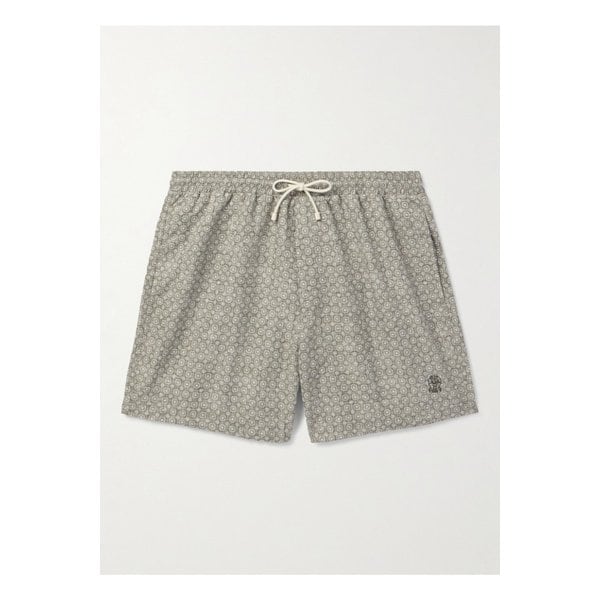 브루넬로쿠치넬리 스트레이트 미드 렝스 로고 자수 프린트 스윔 쇼츠 그레이 1647597352928422