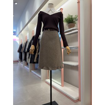 잇미샤 [여주점] 여성 러플 패널 울 블렌디드 벨티드 스커트(ITPBWSK800)