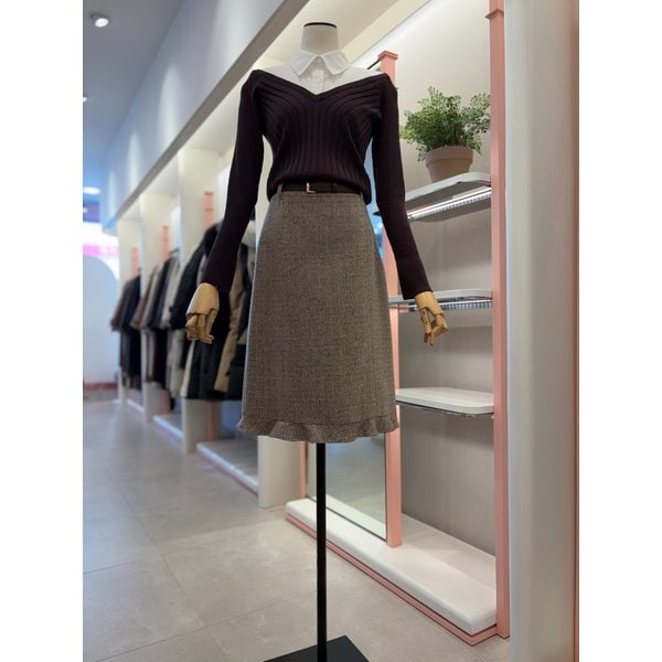 [여주점] 여성 러플 패널 울 블렌디드 벨티드 스커트(ITPBWSK800)