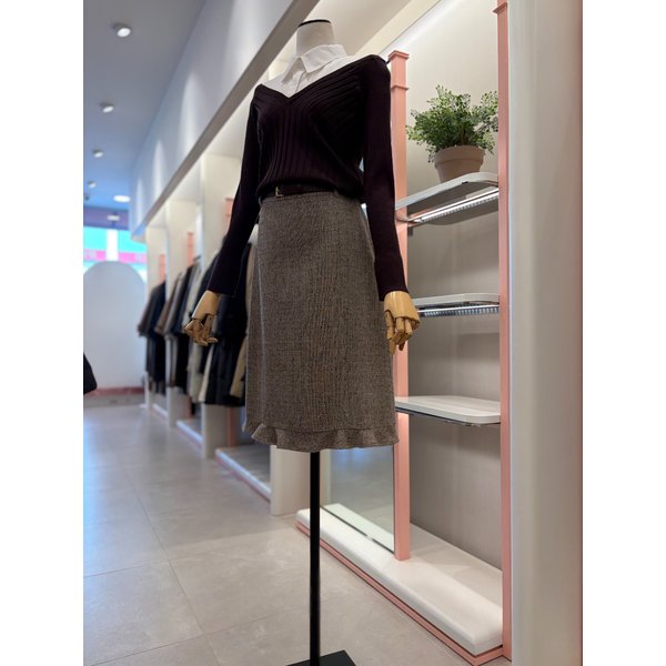 [여주점] 여성 러플 패널 울 블렌디드 벨티드 스커트(ITPBWSK800)