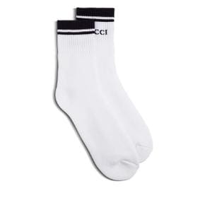 Gucci Mans Black and White Cotton Socks with Logo 4964934G2939000