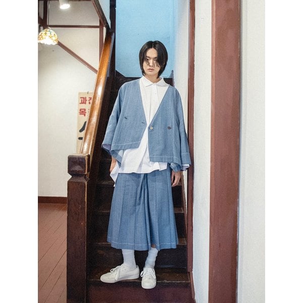 GDeL_NON FADE PLEATED DENIM PANTS M_SKY BLUE