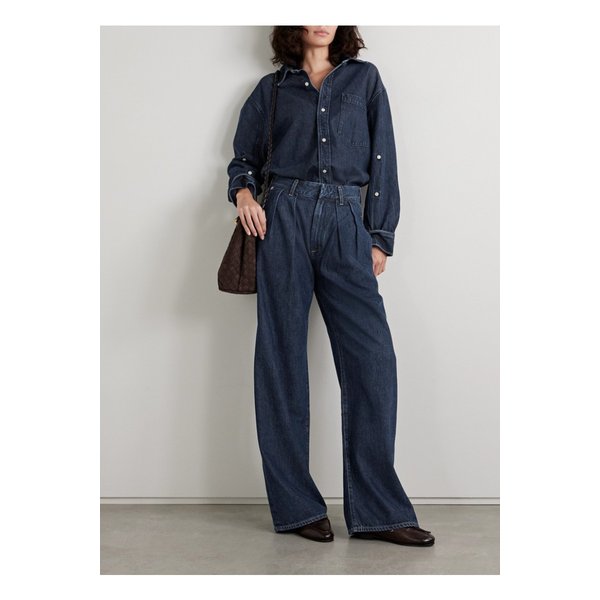 페트라 플리츠 하이라이즈 와이드 진 다크 데님 1647597350135564