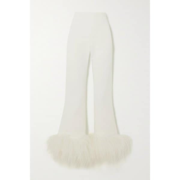 식스틴 알링턴 브리즈번 크롭 페더 트리밍 크레이프 와이드 팬츠 38063312418871580