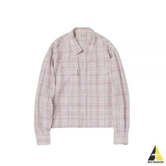 오라리 오라리 LINEN SILK CHECK ZIP BLOUSON white PURPLE (A23SB01NC) (린넨 실크 체크 집 블