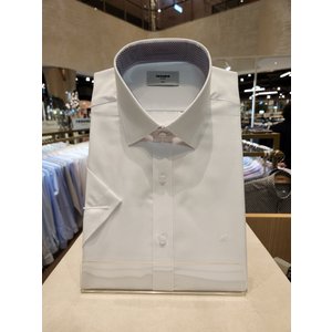 레노마 슬림핏) 시원한 여름  면혼방  50`S C/P 트윌  흰색반팔셔츠 ( RZUSL0101-WH)