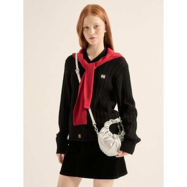 [라이즈PICK]파로 오버 사이즈 부클 가디건_클래식 블랙