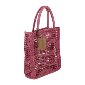 [해외배송] 마네비 네트 숄더백 V_7.5_CHNATURAL_RAFFIA_AZALEA Fuchsia