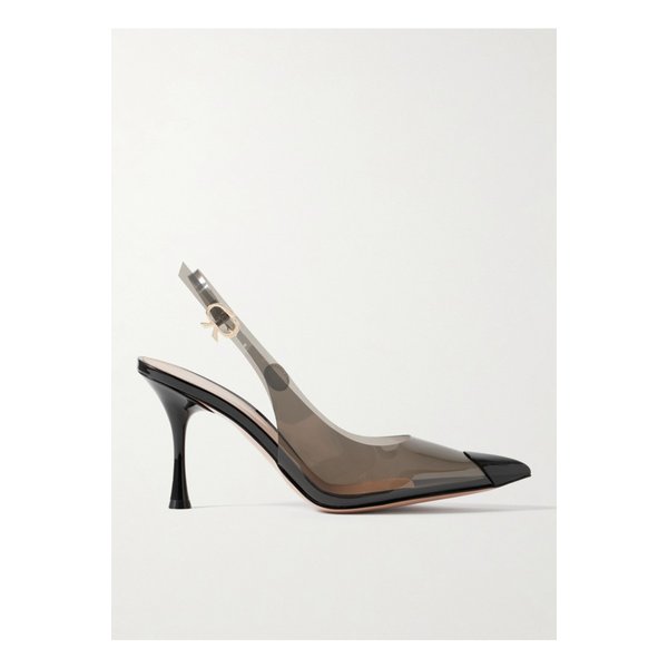 페이턴트 가죽 트리밍 Pvc 슬링백 펌프스 85mm 블랙 46376663162901475