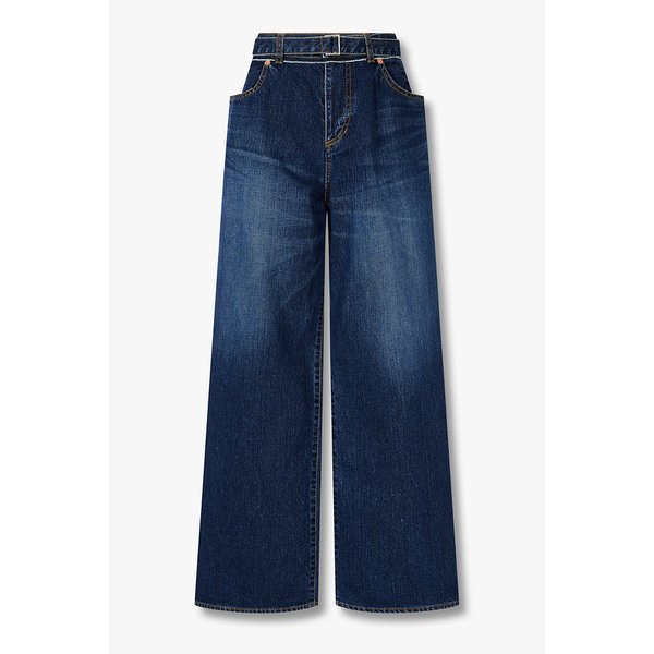 [CLASSICS]여성 벨티드 와이드 데님 팬츠_다크블루 6416110102000