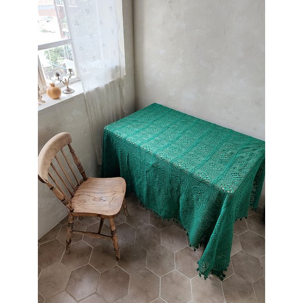 그린 다이아몬드 크로쉐 모티브 다용도 러너