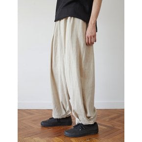 unisex linen button balloon pants beige