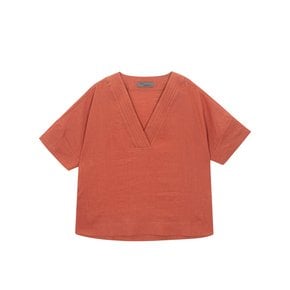 v-neck linen blouse(brick)