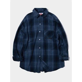 썸플레이스 Unisex Tartan Check Pattern Boxy Overfit Cotton Shirt Series [Blue]