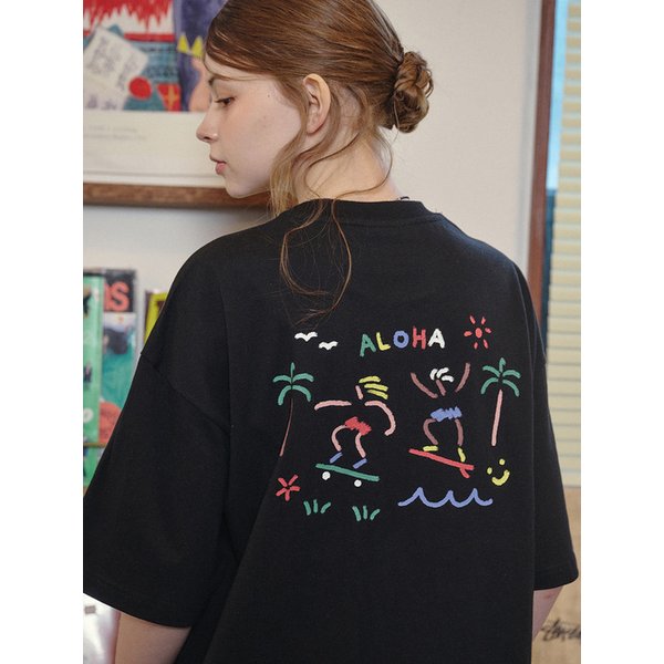 올라 크레용 반팔티 블랙