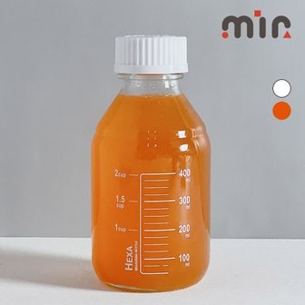 MIR 헥사 눈금유리병 500ml GL45캡 랩보틀 주스 우유 스무디 공병