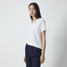 여 스마트 코튼 브이넥 반팔 티셔츠(WHITE / SKY BLUE / MELLANGE GREY / BLACK)