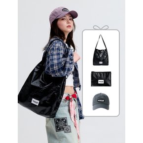 [SET] GLOSSY SHOULDER BAG & GLOSSY SLIM POUCH & BALL CAP SET