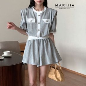 엘르 배색 투피스 세트 MSTC11030 세트룩 여름 반팔티셔츠 데일리룩 휴양지룩 썸.._P425700528