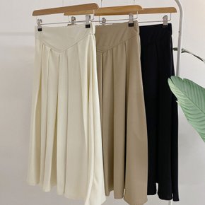 / 바밸 절개 핀턱 뒷밴딩 A라인 롱 스커트(3color)
