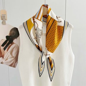 [루즈루나] 여성 도트 체크 배색 간절기 실크 스카프