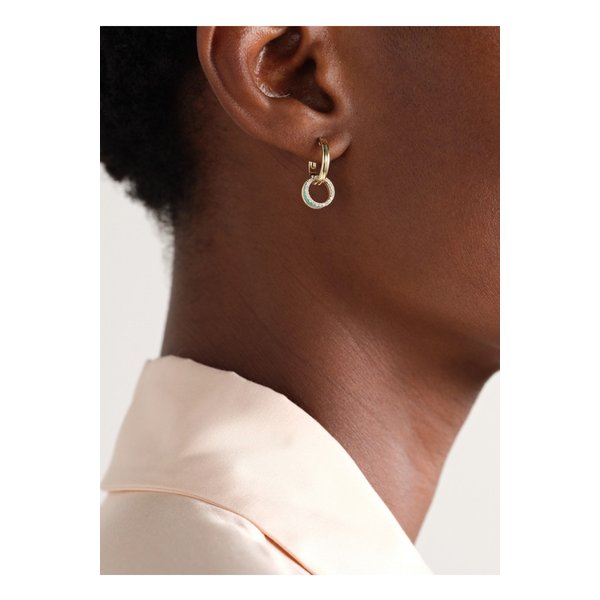 이본 레옹 9캐럿 골드, 에나멜, 다이아몬드 싱글 후프 귀걸이 1647597345120009