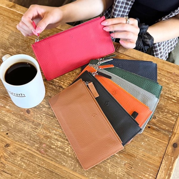 [옷자락] 여자 클래식 탄탄가죽 컬러 지퍼 수납 장지갑