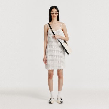 EENK YUTONI Lace Textured Knit Dress - White