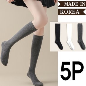 5켤레 국산 국내제작 여성 순면 니삭스 무지 반장 니삭스양말 무릎양말_P416717129