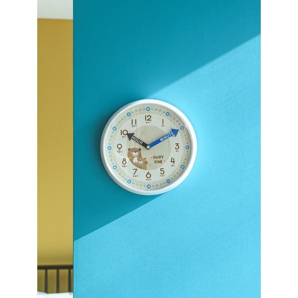 시계 무소음 곰돌이 한글 시간배우기 교육용벽시계 OT877KID-BEAR