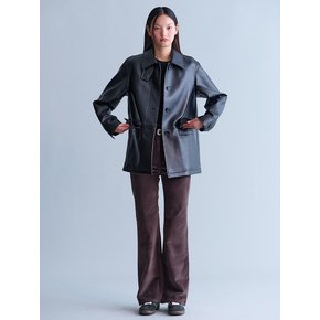 Signature Faux Leather Midi Jacket  Black (KE493ZM035)
