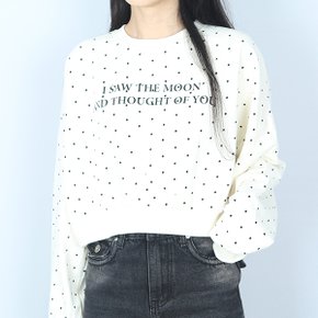 도트 레터링 라운드 땡땡이 세미 크롭 맨투맨   _P405887807