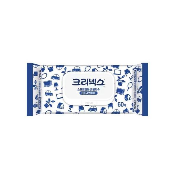 확대된 대표 크리넥스 소프트 엠보싱 물티슈 60매 x 1팩(1)