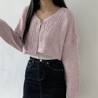 신세계라이브쇼핑 [옷자락] 여자 싱글버튼 크롭 소프트 덤블니트 파스텔 가디건