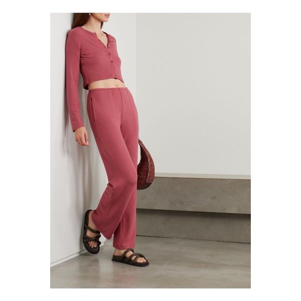 리셋 로렌 스트레치 저지 플레어 트랙 팬츠 와인 레드 1647597360163556