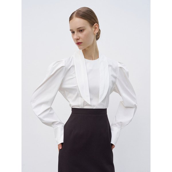 [단독]숄카라 블라우스 - 화이트