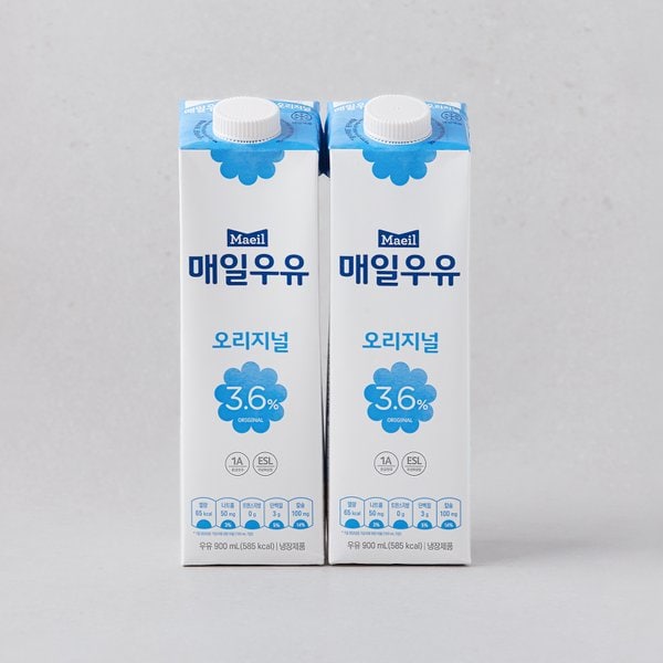 [매일유업] 우유 오리지널 후레쉬팩 900ML*2
