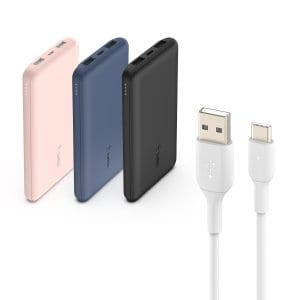 벨킨 10000mAh 3포트 15W 고속 충전 보조배터리 + C타입 고속 충전 케이블